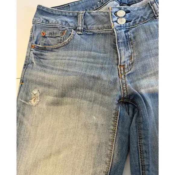 American Eagle Artist Distressed Denim Jeans Low Rise Size 10 Long Very Loved - Picture 4 of 10